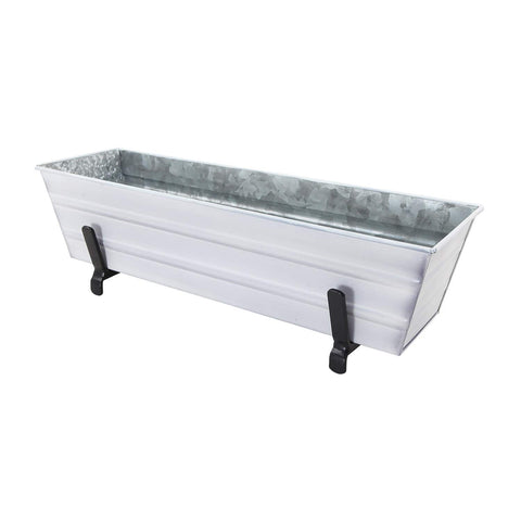 Achla Designs C08W-K6 Small White Flower 2 x 6 Railings Window Box and Brackets