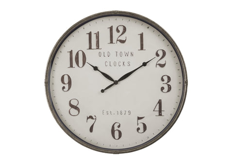 Monarch Specialties I 9024 Clocks, 30" Round, Large Oversized, Wall Clock, Brown, Transitional