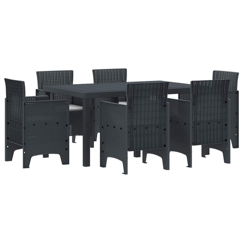 vidaXL Garden Dining Set 7 pcs Anthracite Polt rattan, Chill Dining Set, Sleek Outdoor Furniture, Lightweight, Strong, Modern Garden Vibe Outside