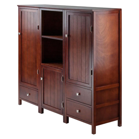 Oakestry Brooke 3-Pc Modular Cupboard Set Cabinet with Shelves Ideal for Home Office Living Room or Bedroom Spacious Sturdy Design with Ample Storage Classic Walnut Finish Easy to Assemble