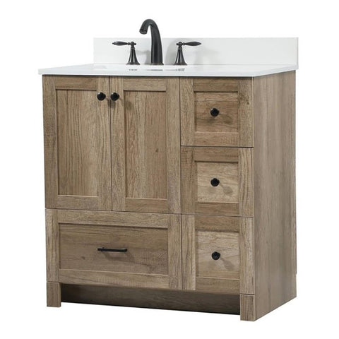 Elegant Decor Soma 32" MDF Single Bathroom Vanity with Backsplash in Natural Oak