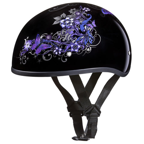 Daytona HELMETS Motorcycle Half Helmet Skull Cap- Butterfly 100% DOT Approved