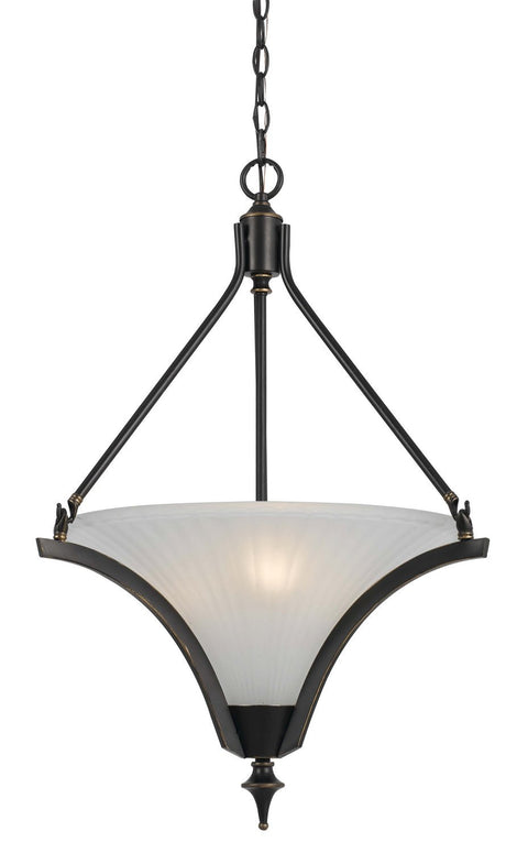 Cal Lighting FX-3541/1P Pendant with Frosted Glass Shades, Dark Bronze Finish