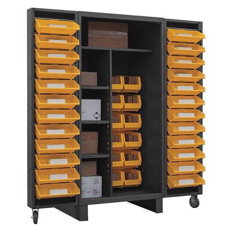 Durham HDJ36-12DC24TB4S95 Bin and Shelf Janitorial Cabinet, 78" Overall Height, 48" Overall Width, Total Number of Bins 12