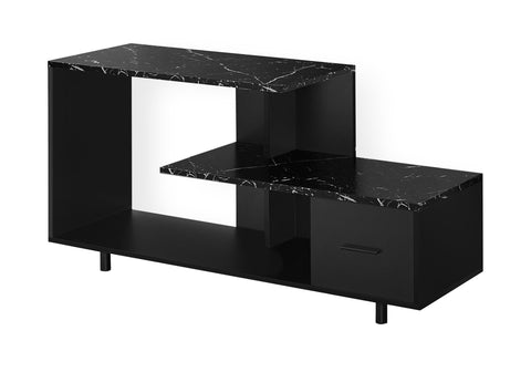Monarch Specialties I 2610 Tv Stand, 48 Inch, Console, Media Entertainment Center, Storage Drawer, Living Room, Bedroom, Laminate, Black Marble Look