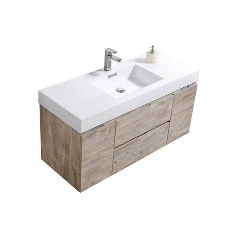 Kube BSL48-NW Bliss 48" Nature Wood Wall Mount Modern Bathroom Vanity