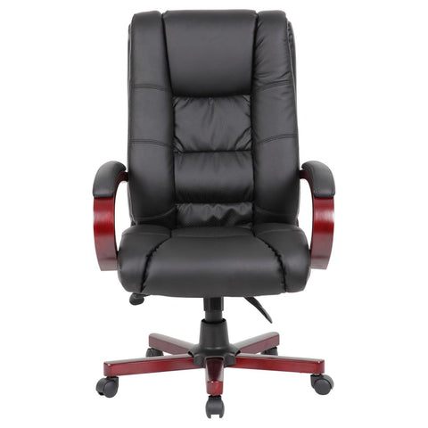 Oakestry Office Products High Back Executive Chair Black/Mahogany Ergonomic Chair Adjustable Features Comfortable Stylish Seating for Office Home Office and Conference Rooms Professional Use