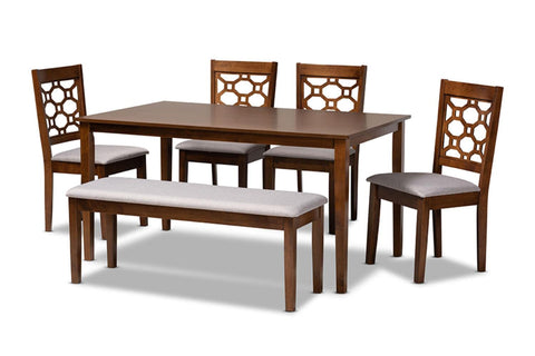 Baxton Studio Modern 6-Piece Dining Set RH335C-Grey/Walnut-6PC Dining Set