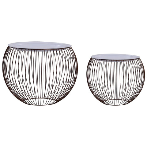 vidaXL Scandinavian Style Coffee Tables 2 pcs - Modern White MDF and Gold Metal Frame - Versatile as Couch Table, Side Tables, Decor, or Storage Baskets