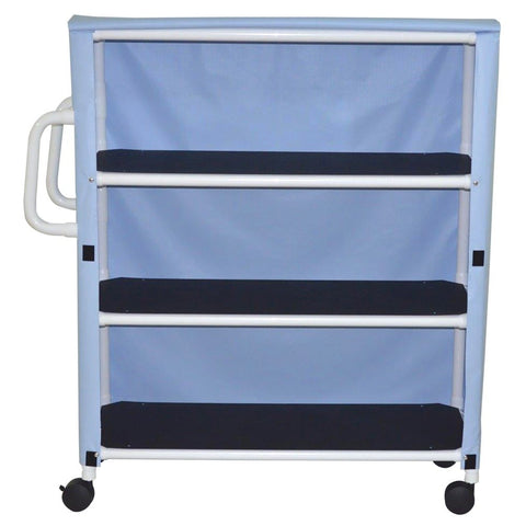 MJM International 350-3C 3 Shelf Jumbo Cart with Cover Royal Blue, Forest Green, Mauve