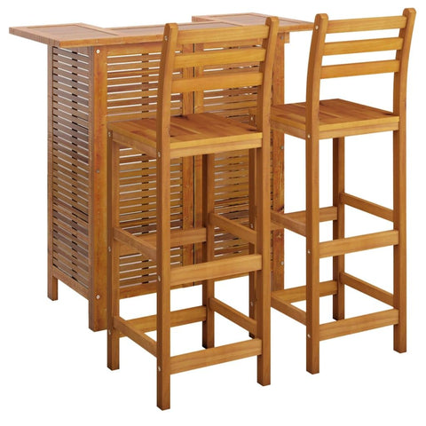 vidaXL Patio Bar Set 3 Piece, Dining Table Set for Outdoor, Bar Table for Garden Yard, Patio Bar Stool, Farmhouse, Solid Wood Acacia