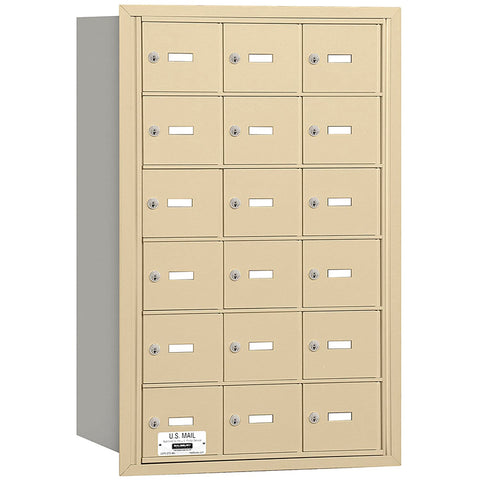 Salsbury Industries 3618SRU 4B Plus Horizontal Mailbox, 18 A Doors, Rear Loading, USPS Access, Sandstone