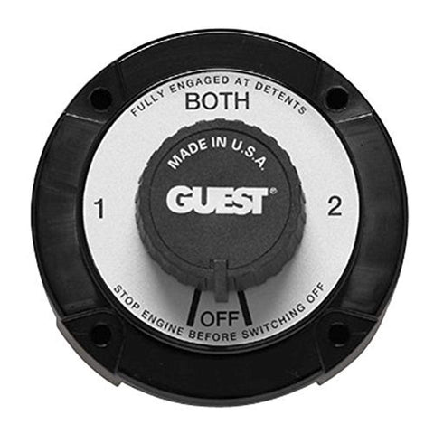 Guest 2110A Universal Mount Marine Battery Selector Switch with Alternator Field Disconnect (230 Continuous, 345 Momentary Amps),Black