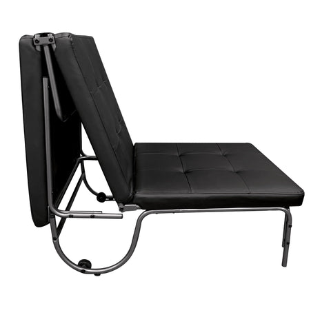Acme Furniture Senon Futon Chair in Silver and Black
