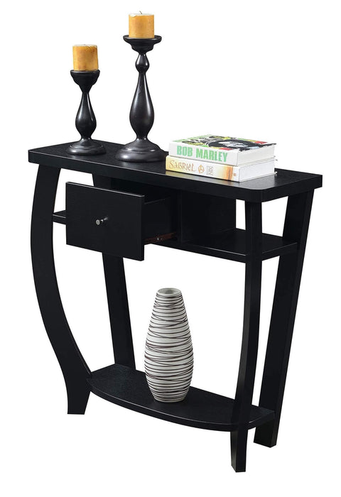 Convenience Concepts Newport 1 Drawer Dorchester Console Table with Shelf, Black