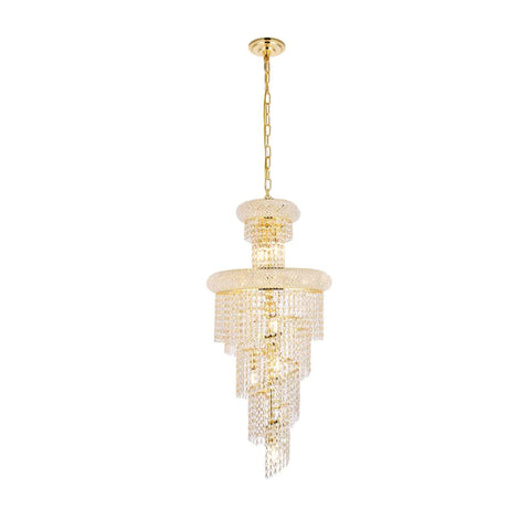 Elegant Lighting 1800SR16G/RC Royal Cut Clear Crystal Spiral 10-Light, Three-Tier Crystal Chandelier, 16" x 36", Finished in Gold with Clear Crystals