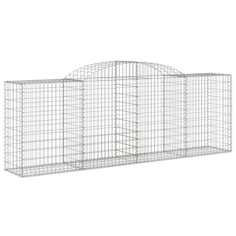 vidaXL Arched Gabion Baskets 2 pcs Set, 118.1"x19.7"x39.4"/47.2"- Durable Galvanized Iron Construction, Versatile Garden Decor/Barrier - Silver