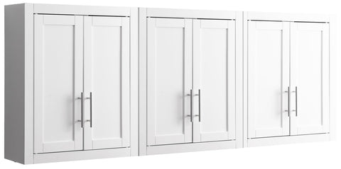 Crosley Furniture Savannah 3-Piece Wall Kitchen Storage Cabinet, Cabinets for Laundry, Bathroom, White