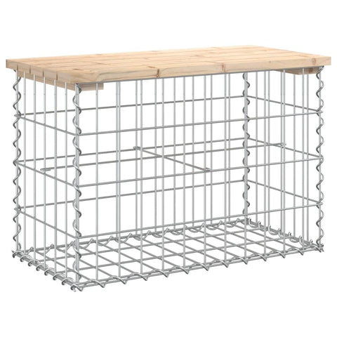 vidaXL Solid Pine Wood Patio Bench with Unique Gabion Design - Compact for Garden, Backyard or Patio Spaces - Brown