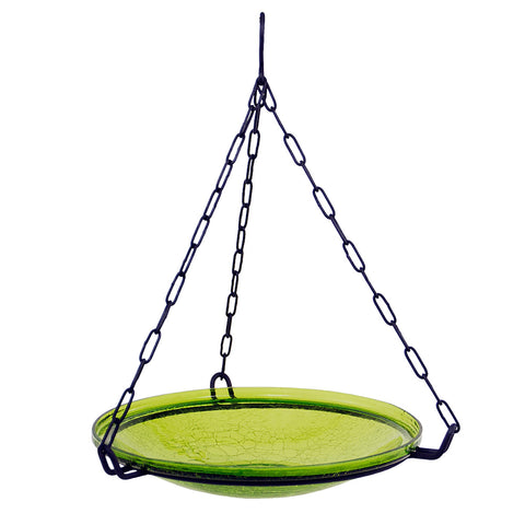 Achla Designs 201-6031 Crackle Glass Hanging, 14-in, Fern Green Birdbath