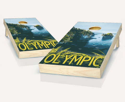 Skip's Garage Olympic National Park Cornhole Set - 2x4 Boards (Corn Filled Bags) - Include Carry Case