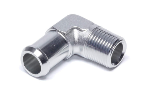Edelbrock 8166 Heater Hose Fitting 90 Degree 1/2 in. NPT and 3/4 in. Barb Clear Anodized Heater Hose Fitting