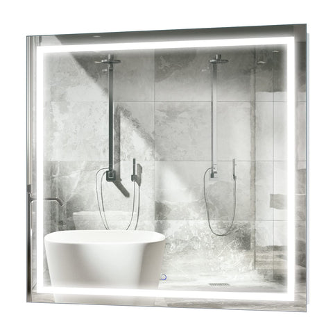 Krugg | 42 Inch X 42 Inch LED Bathroom Mirror | Lighted Vanity Mirror Includes Dimmer & Defogger | Wall Mount Vertical or Horizontal Installation