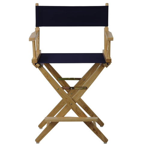 Oakestry Extra-Wide 24" Counter-Height Canvas Director’s Chair with Natural Wood Frame – Premium Oversized Folding Seat for Patio, Events & Home Entertainment (Navy)