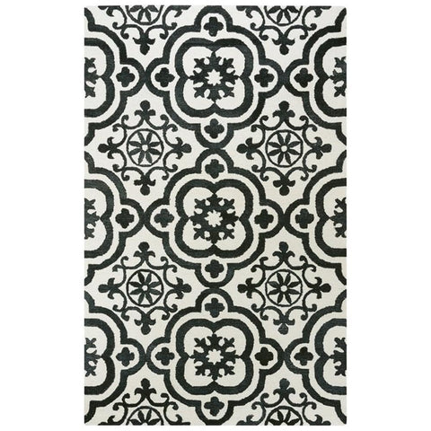 Rizzy Home Alora Decor Neo 8'6"x11'6" Scroll Ivory/Black Hand-Tufted Area Rug