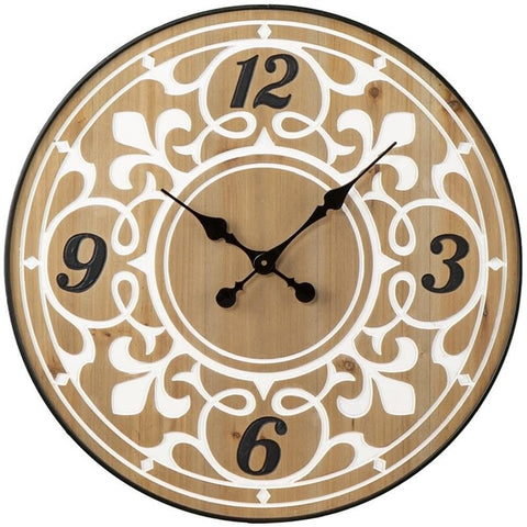 SEI Furniture Aprille Round Wall Clock, Natural