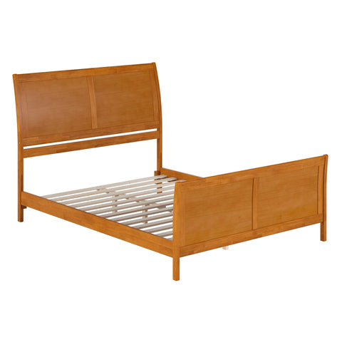 AFI, Portland Queen Low Profile Platform Bed with Matching Footboard, Light Toffee