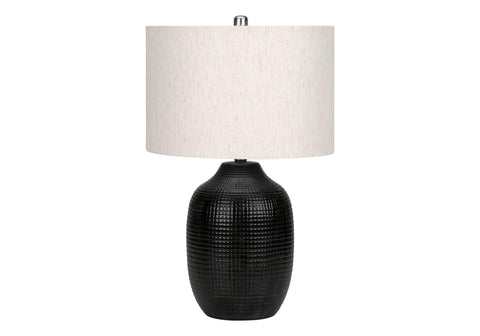 Monarch Specialties I 9705 LightingTable Lamp, Black Ceramic, Ivory/Cream Shade, Contemporary, Modern