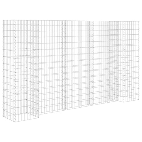 vidaXL H-Shaped Gabion Planter Steel Wire Outdoor Garden Gabion Basket Wall Pot Stone Pot Wire Mesh Patio Wall Planter Border 260x40x150cm