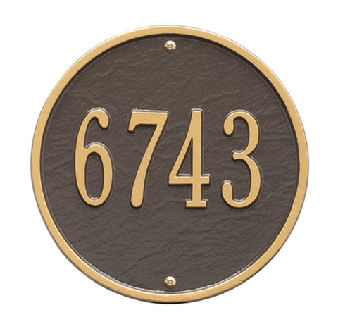 Whitehall 9" Round Wall Address Plaque Color: Bronze/Gold Letters