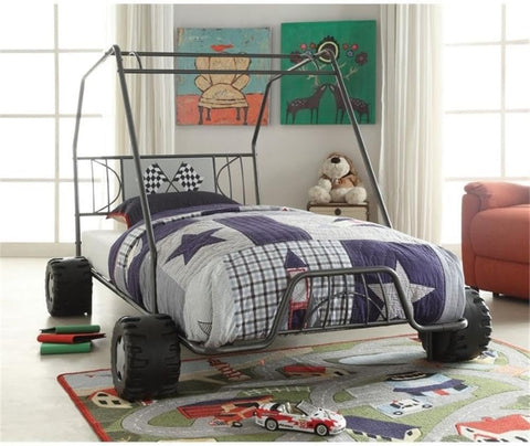 Acme Furniture Modern Styled Metal Black Finish Xander Go Kart Twin Bed