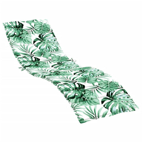 vidaXL Polyester Sun Lounger Cushion, Green Leaf Pattern, Oxford Fabric, Soft Foam Fiber Filling, Non-Slip Design, Indoor and Outdoor Use, Durable and Water Repellent, 78.7" x 23.6" x 1.6"