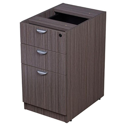 Oakestry Driftwood Laminate Deluxe Locking Pedestal Two Box Drawers File Cabinet Desk Thermal Fused Melamine Construction with 3mm PVC Edge Banding Scratch Resistant Finish Contemporary Design