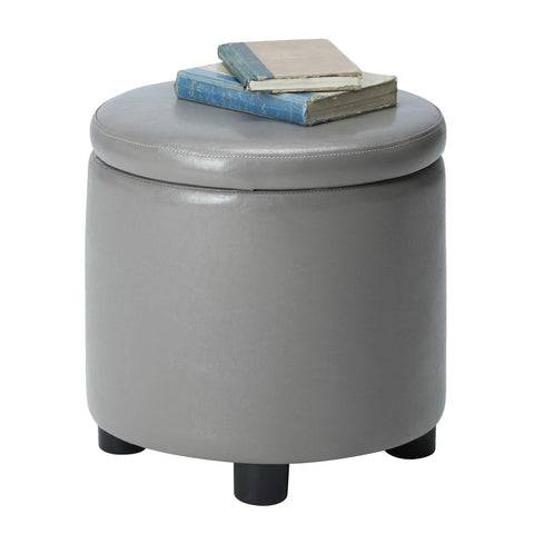 Designs4Comfort Round Accent Storage Ottoman with Reversible Tray Lid