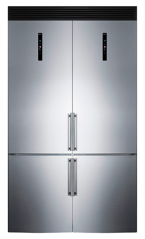 Summit Appliance FFBF181ES2KIT48 48" Wide Bottom Freezer Refrigerator Set; 23.4 cu.ft; Grill Included; Adjustable Glass Shelves; No-frost Operation; Child Lockation; Child Lock