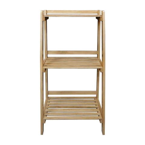 Woodhaven Slatted 3-Shelf Ladder Bookcase with Solid American Gum