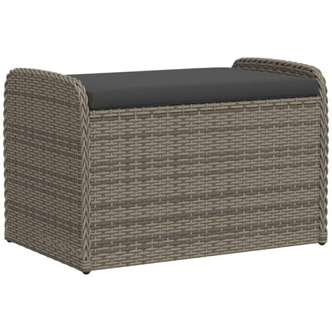 vidaXL Outdoor Garden Bench - Gray PE Rattan, Weather-Resistant Storage with Cream-White Cushion, 31.5x20.1x20.5 in Seating