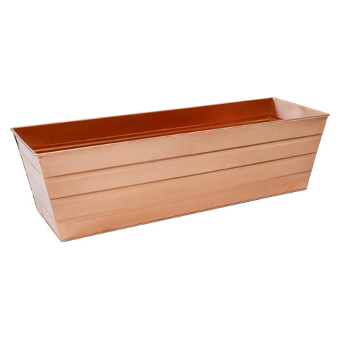Oakestry Copper Plated Large Flower Box Decorative Outdoor Planter Elegant Metal Container for Garden Balcony Porch Fence Floral Greenery Display