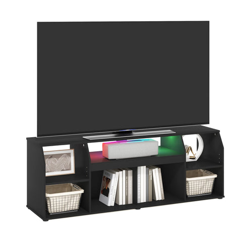 Furinno JAYA Large Media Console Table with LED For TV up to 65-Inch Americano