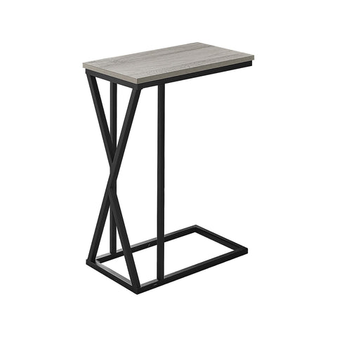 Monarch Specialties I 3248 Accent Table, C-Shaped, End, Side, Snack, Living Room, Bedroom, Metal, Laminate, Grey, Black, Contemporary, Modern