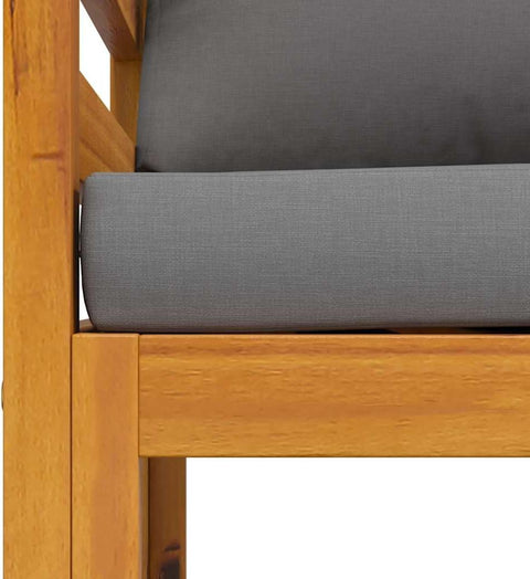vidaXL Sectional Corner Sofa Set - Solid Acacia Wood with Dark Gray Cushions, Modular Outdoor Lounge, Weather Resistant, 27.6" x 27.6" x 23.6"