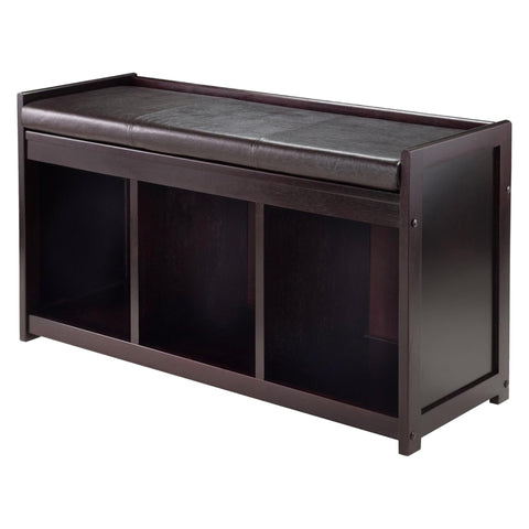 Oakestry Addison Wooden Entryway Bench in Espresso Modern Hallway Seating Bedroom Accent Bench with Storage Style Design for Home Office Living Room