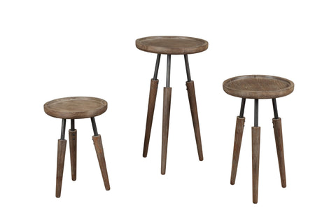 Burnham Home Lily Nesting Table, Driftwood Wire Brush