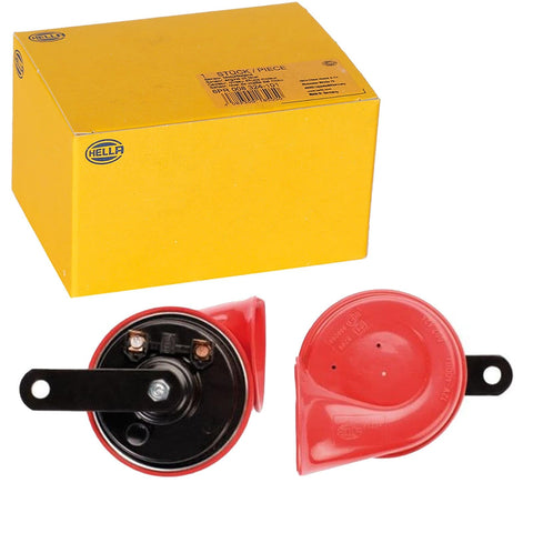 HELLA 007424801 Twin Trumpet High/Low Tone 12V Horn Kit with Bracket, Red