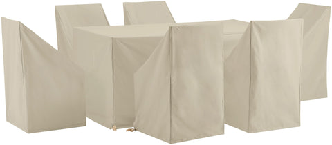 7Pc Outdoor Dining Furniture Cover Set Tan - 6 Dining Side Chairs & 1 Dining Table