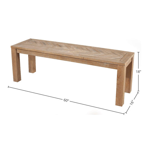Alpine Furniture Aiden Solid Pine and Plywood Dining Bench, Weathered Natural
